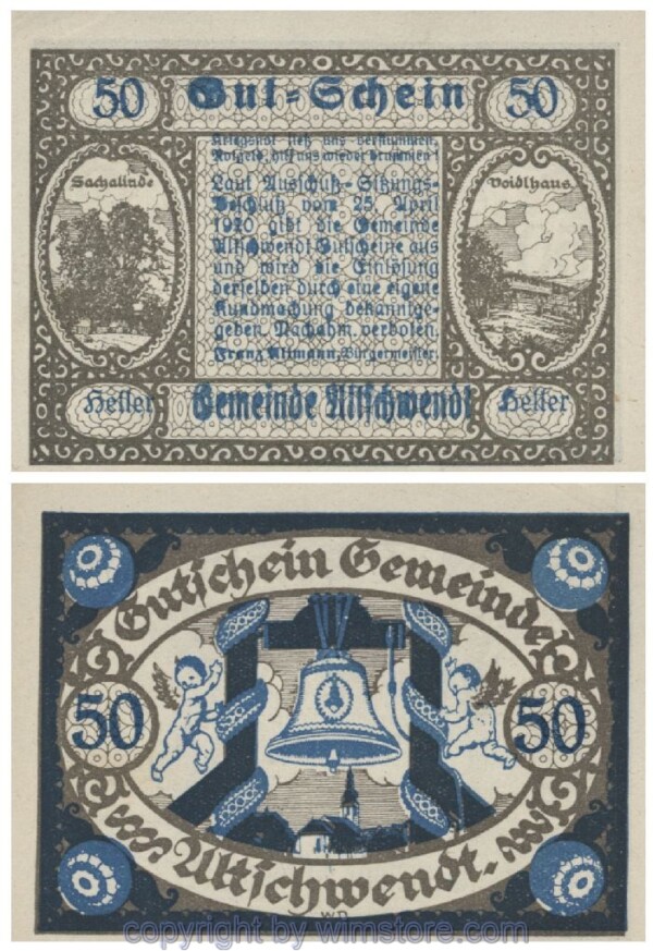 Altschwendt, G0035IIa, 50 Heller, Papier weiss; 1-