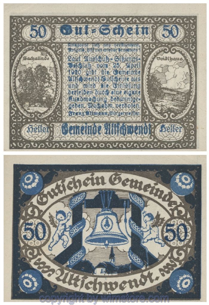 Altschwendt, G0035IIa, 50 Heller, Papier weiss; 1-
