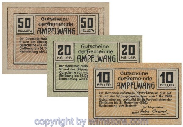 sn100647 Ampfelwang, G0036a, Serie 10, 20, 50 Heller; 1-