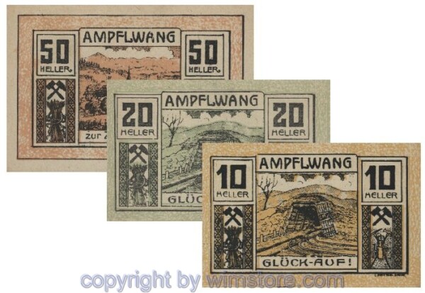 sn100647a Ampfelwang, G0036a, Serie 10, 20, 50 Heller; 1-