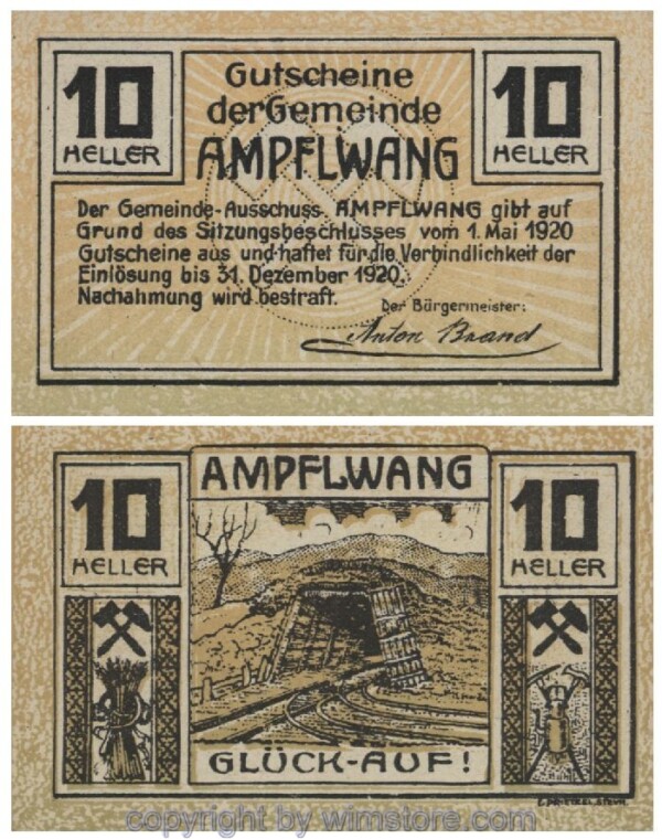 Ampfelwang, G0036a, 10 Heller, Fehldruck; 1