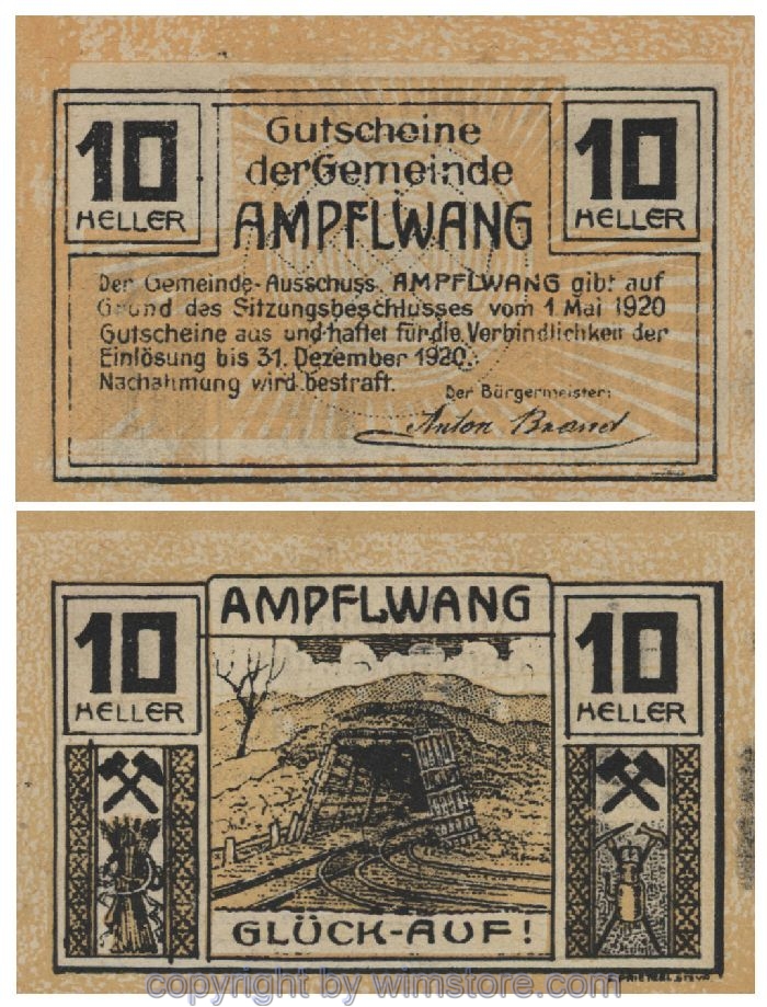 Ampfelwang, G0036a, 10 Heller, Fehldruck; 1