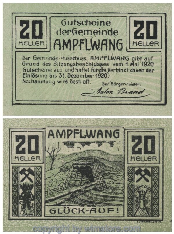Ampfelwang, G0036a, 20 Heller, Fehldruck; 1