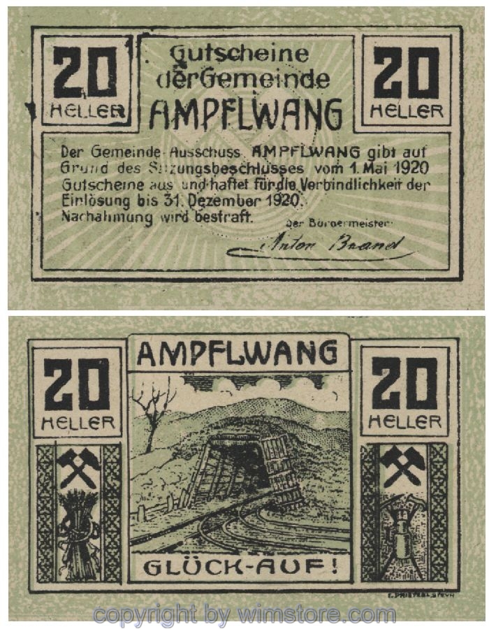 Ampfelwang, G0036a, 20 Heller, Fehldruck; 1
