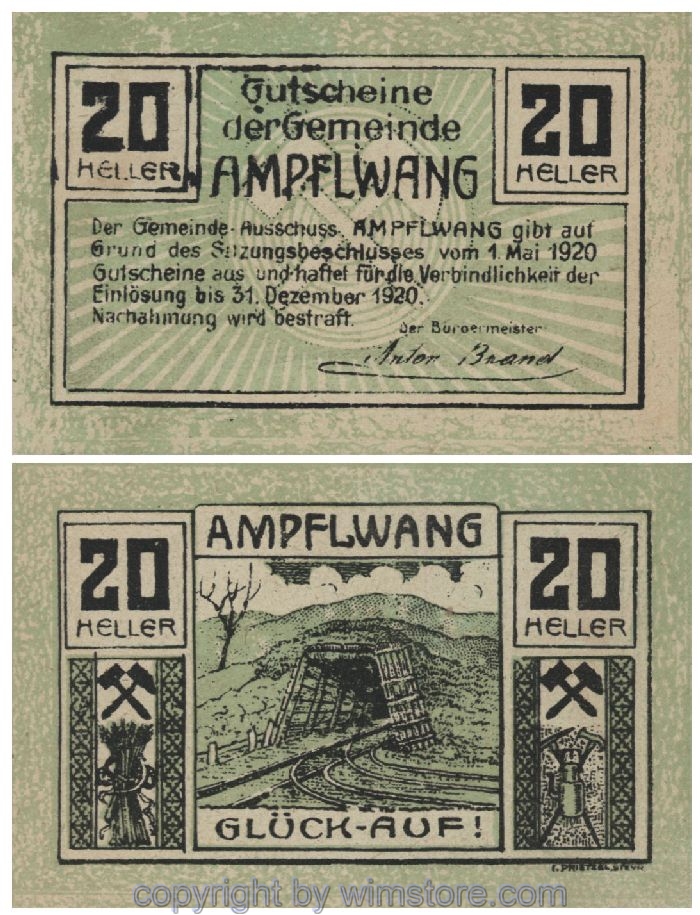 Ampfelwang, G0036a, 20 Heller, Fehldruck; 1