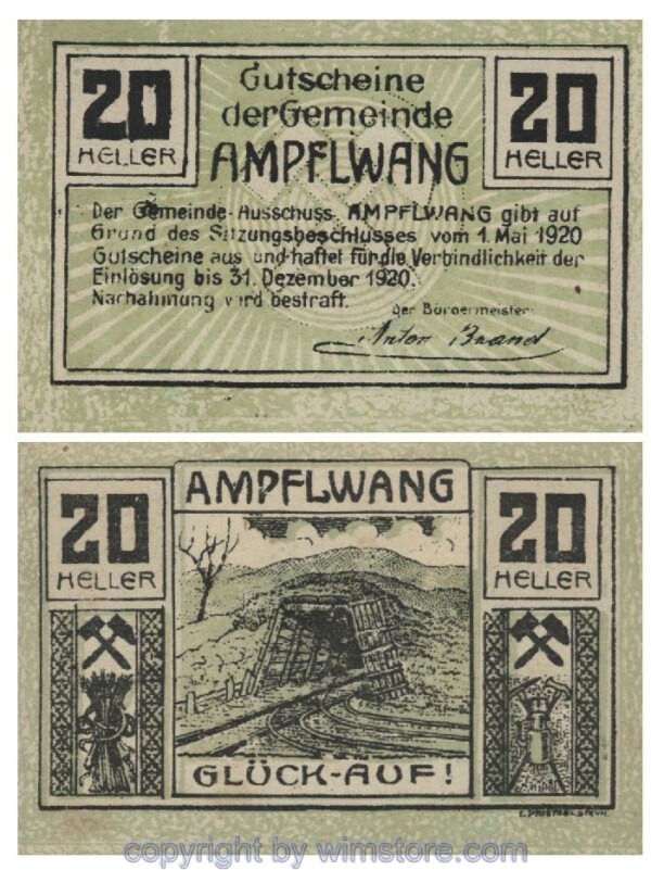 Ampfelwang, G0036a, 20 Heller, Fehldruck; 1