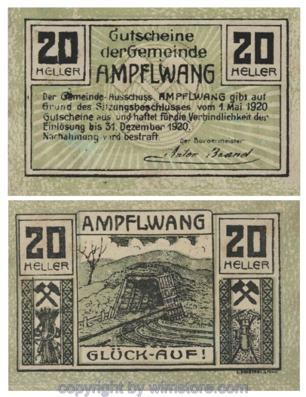 Ampfelwang, G0036a, 20 Heller, Fehldruck; 1