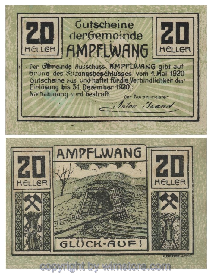 Ampfelwang, G0036a, 20 Heller, Fehldruck; 1