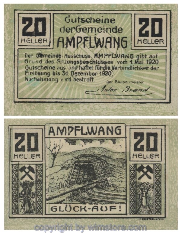 Ampfelwang, G0036a, 20 Heller, Fehldruck; 1