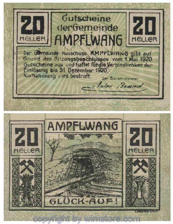 Ampfelwang, G0036a, 20 Heller, Fehldruck; 1