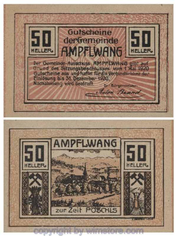 Ampfelwang, G0036a, 50 Heller, Abart; 1