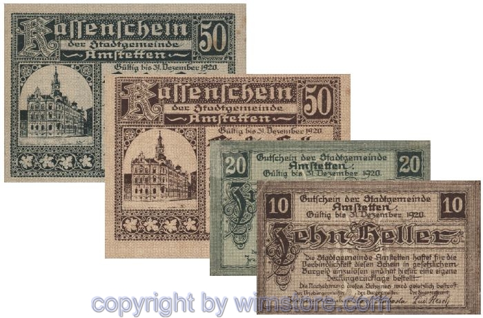 Amstetten, G0037Ia, Serie 10, 20, 50, 50 Heller; 1-