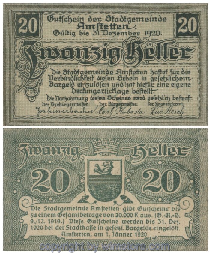 Amstetten, G0037Ia, 20 Heller; 1-