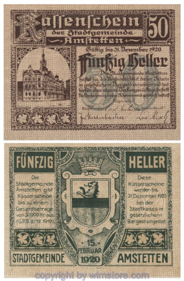 sn100671 Amstetten, G0037Ia, 20 Heller, braun; 1