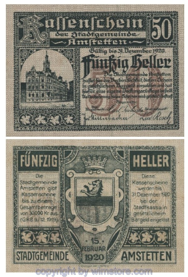 Amstetten, G0037Ia, 50 Heller, grün; 1