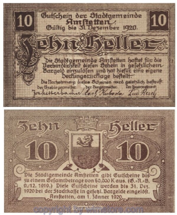 Amstetten, G0037Ib, 10 Heller; 1-