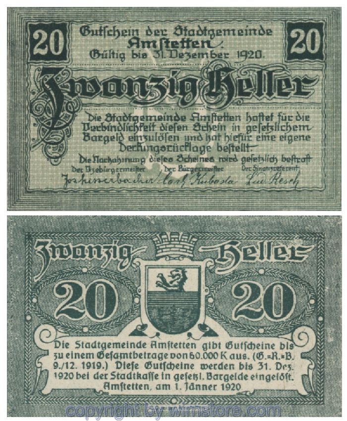 Amstetten, G0037Ib, 20 Heller; 1