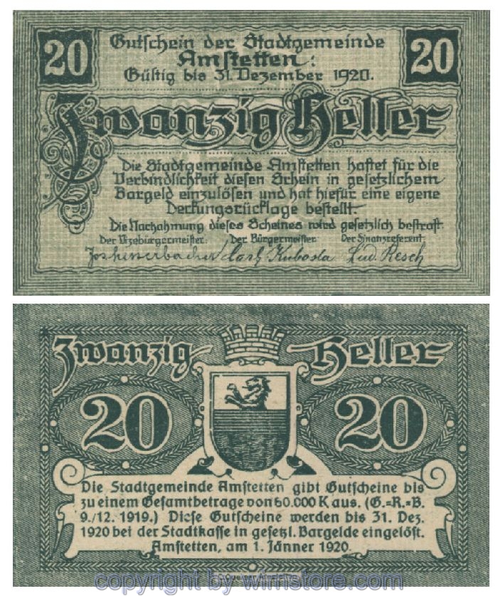 Amstetten, G0037Ib, 20 Heller; 1-