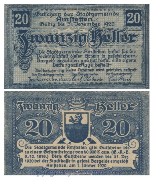 sn100683 Amstetten, G0037Ic, 20 Heller; 1