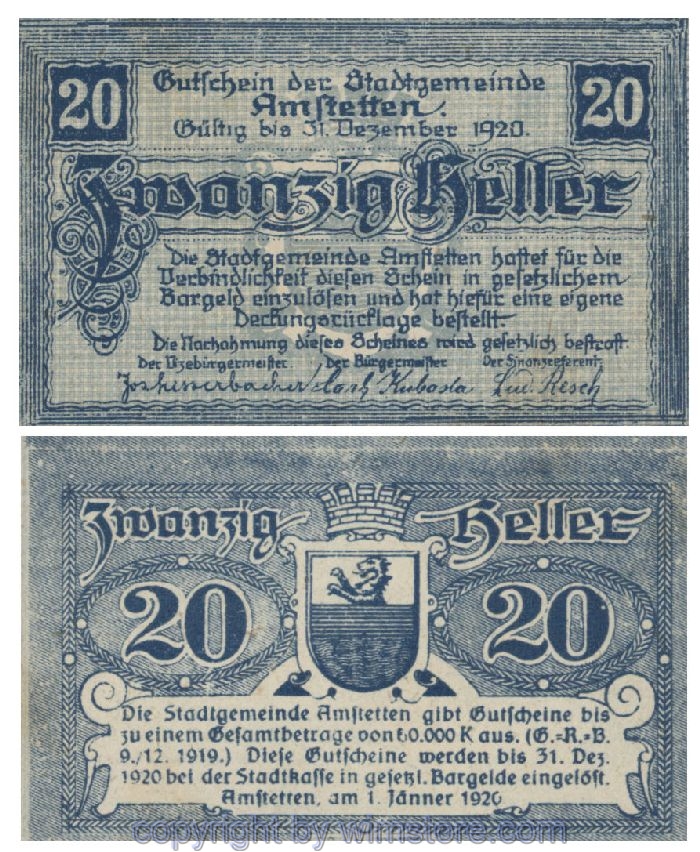 Amstetten, G0037Ic, 20 Heller; 1-