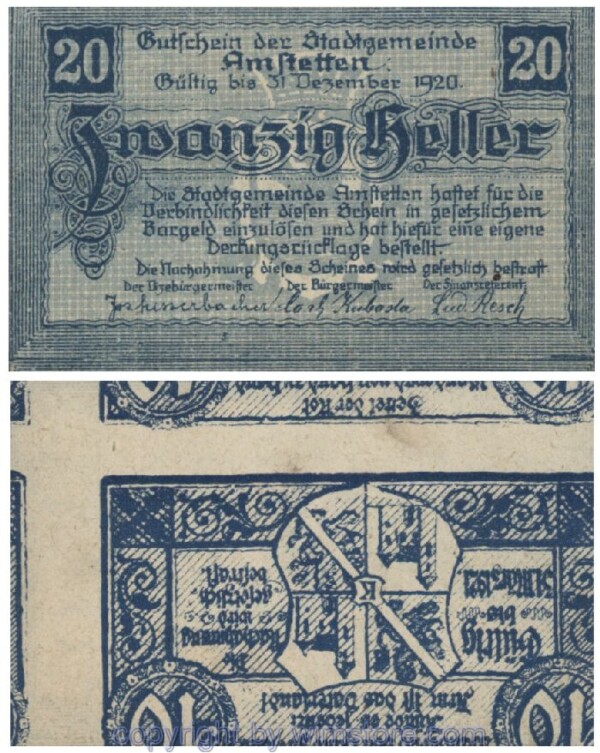 Amstetten, G0037xx, 20 Heller, Fehldruck; 1