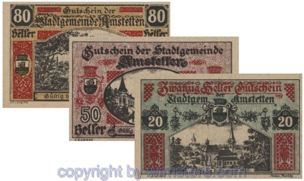 sn100692a Amstetten, G0037II, Serie 20, 50, 80 Heller; 1