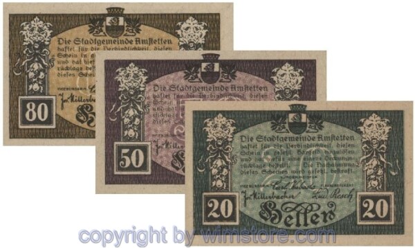 Amstetten, G0037II, Serie 20, 50, 80 Heller; 1-