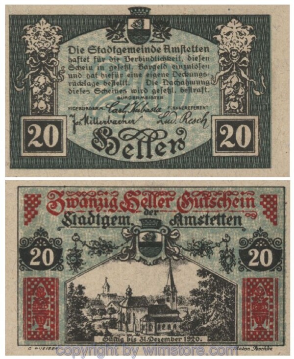 Amstetten, G0037II, 20 Heller; 1