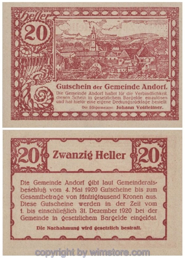 Andorf, G0040a, 20 Heller; 1