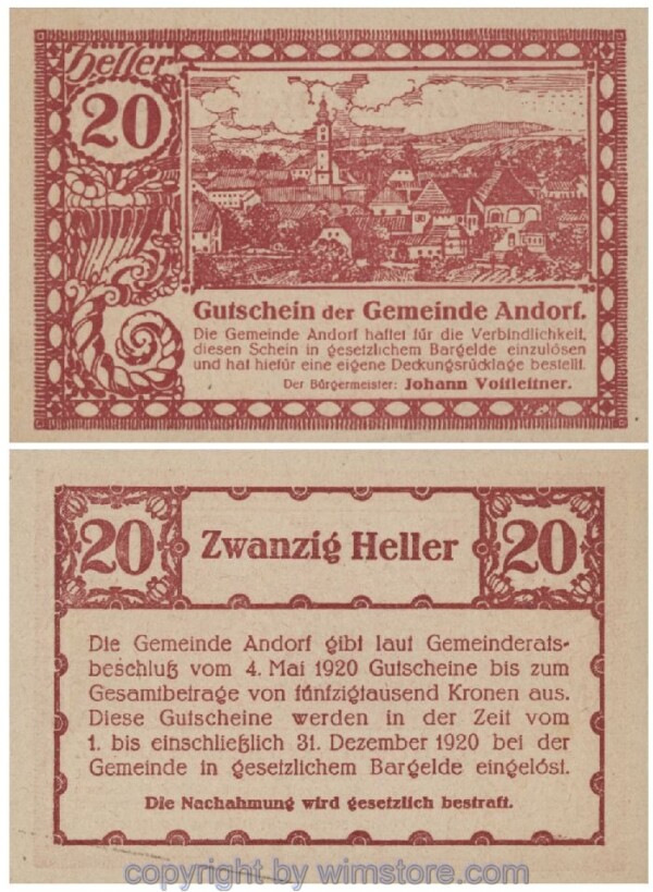 Andorf, G0040a, 20 Heller; 1-