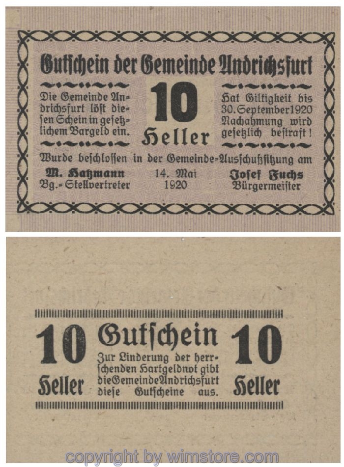 Andrichsfurt, G0041, 10 Heller; 1