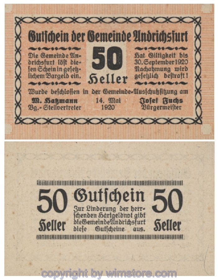 Andrichsfurt, G0041, 50 Heller; 1