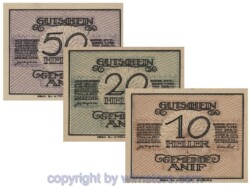 Anif, G0043a, Serie 10, 20, 50 Heller; 1-