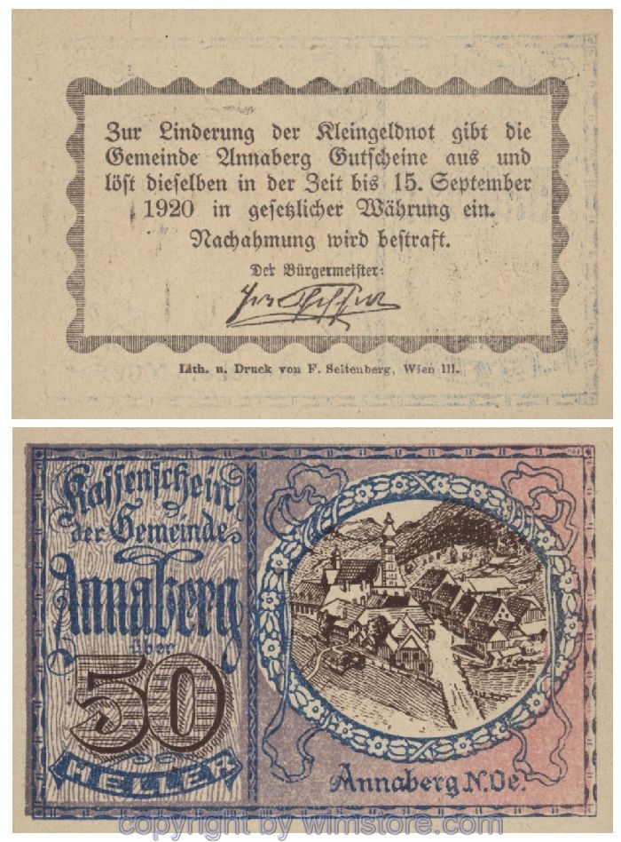 Annaberg, G0044a, 50 Heller, Fehldruck; 1