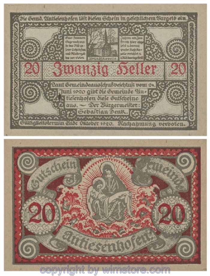 Antiesenhofen, G0047Ba, 20 Heller; 1