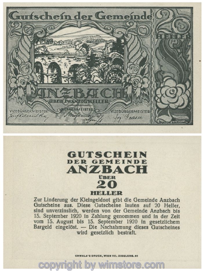 Anzbach, G0048IAd, 20 Heller; 1-