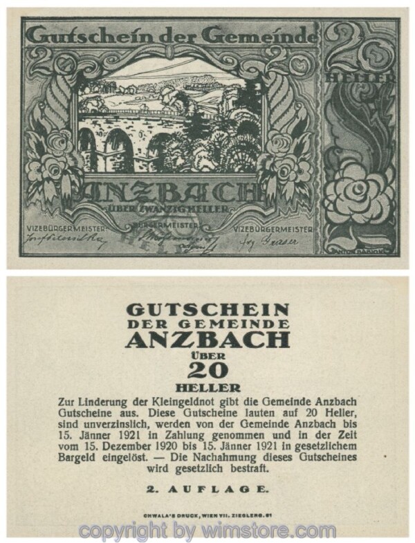 Anzbach, G0048IIAc, 20 Heller; 1