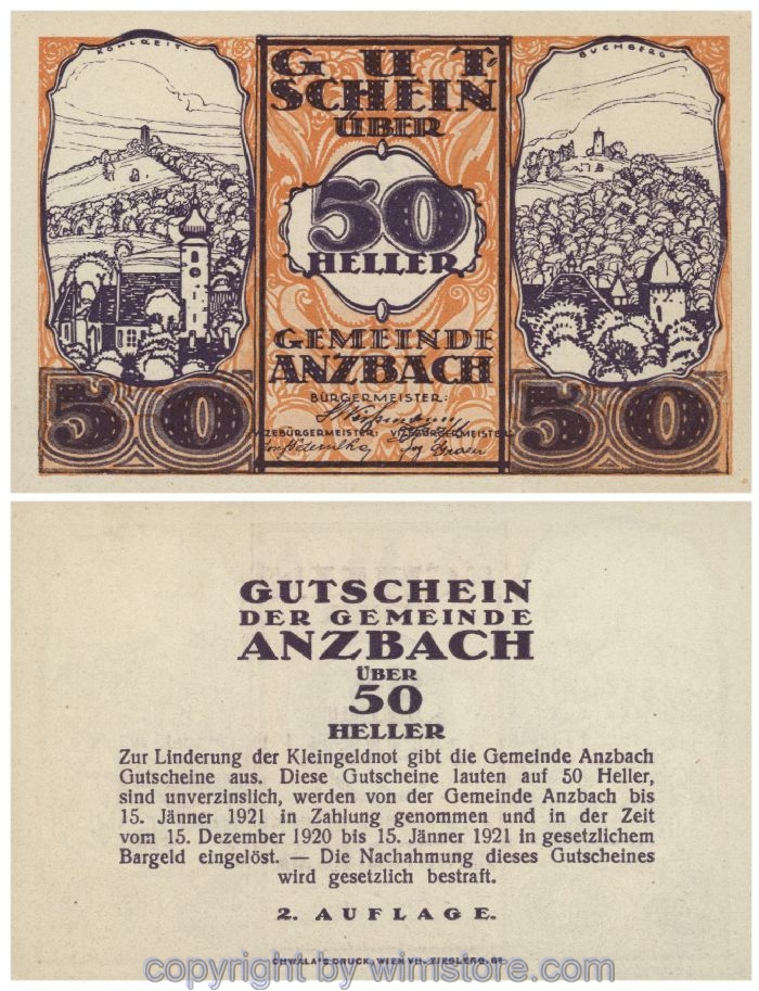 Anzbach, G0048IIAd, 50 Heller; 1-