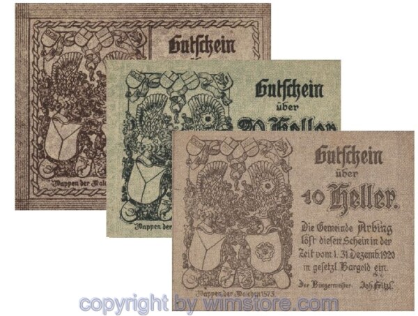 Arbing, G0049b, Serie 10, 20, 50 Heller; 1-