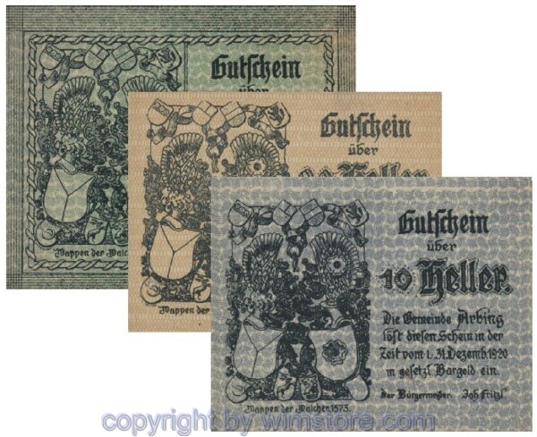 sn100894 Arbing, G0049c, Serie 10, 20, 50 Heller; 1