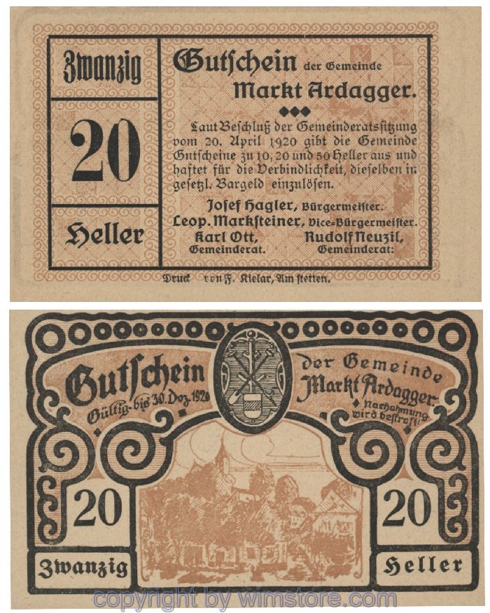 Ardagger Markt, G0050a, 20 Heller; 1-
