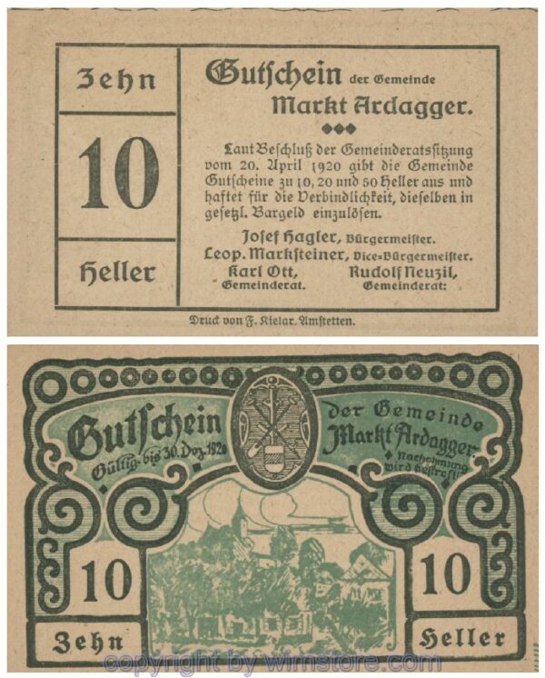 sn100919 Ardagger Markt, G0050e, 10 Heller; 1