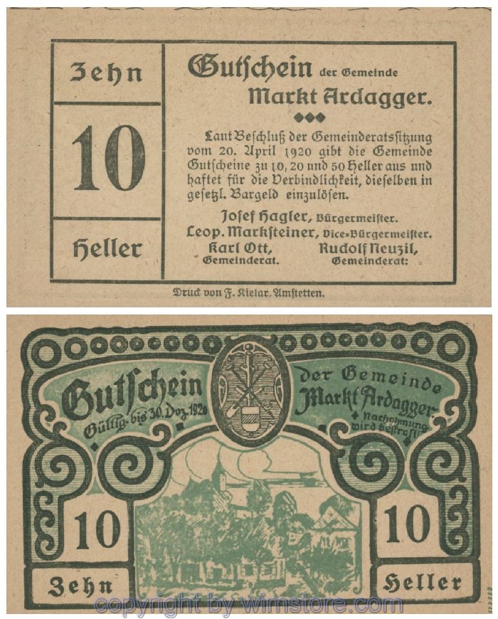 Ardagger Markt, G0050e, 10 Heller; 1