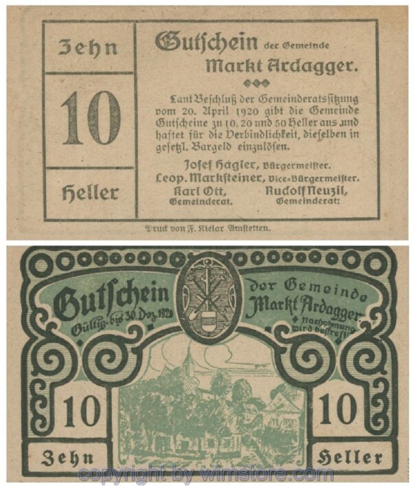 Ardagger Markt, G0050e, 10 Heller; 1-