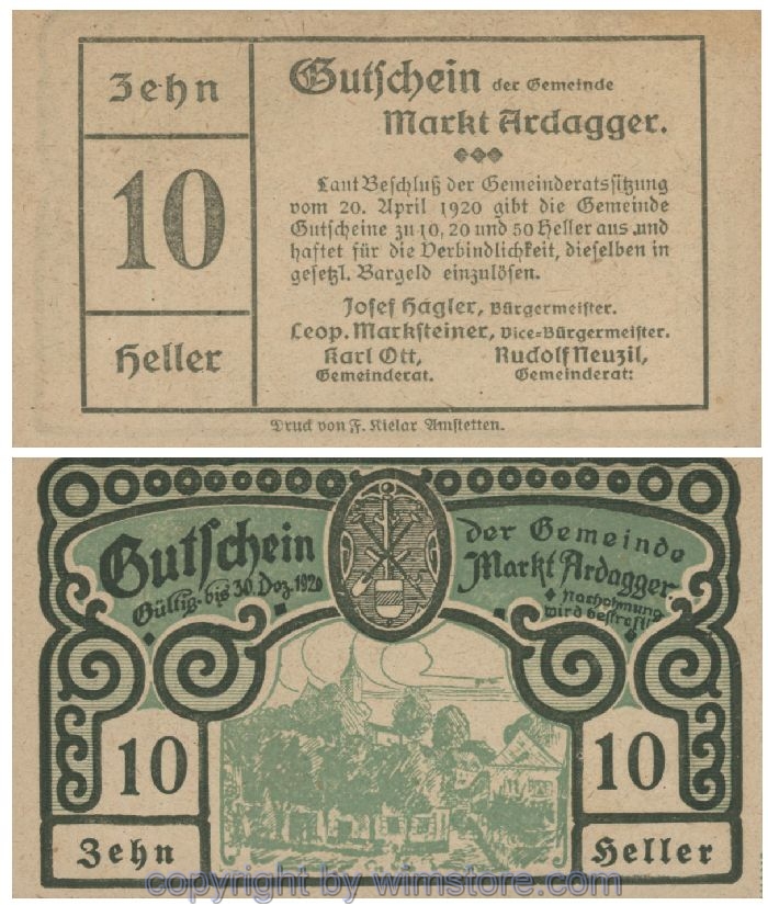 Ardagger Markt, G0050e, 10 Heller; 1-