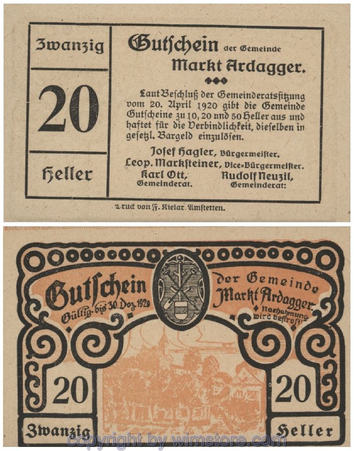 Ardagger Markt, G0050e, 20 Heller; 1