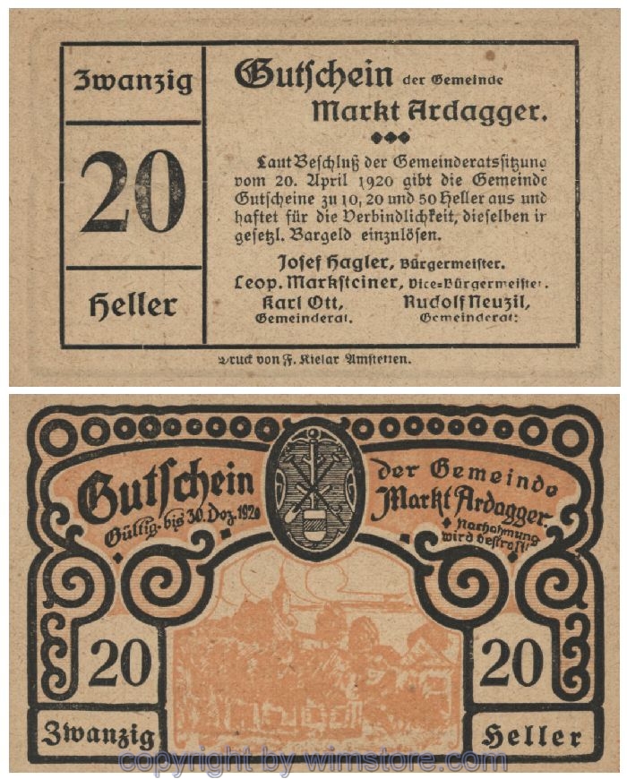 Ardagger Markt, G0050e, 20 Heller; 1-