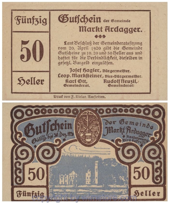 Ardagger Markt, G0050e, 50 Heller; 1