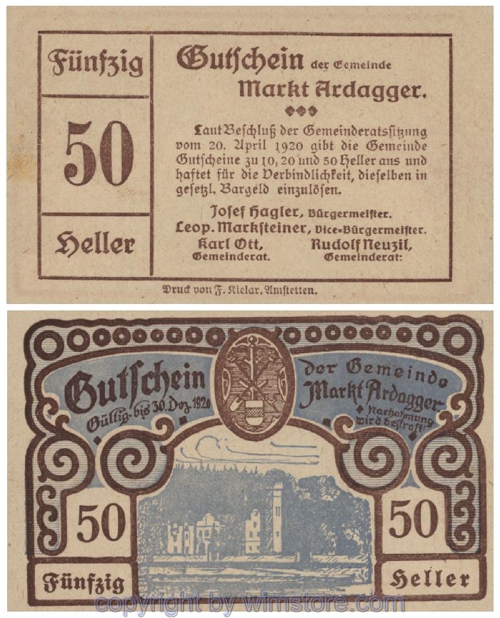 Ardagger Markt, G0050e, 50 Heller; 1-