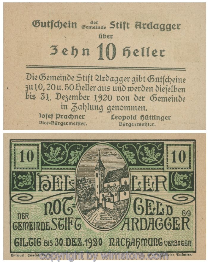 Ardagger Stift, G0051Ac, 10 Heller; 1